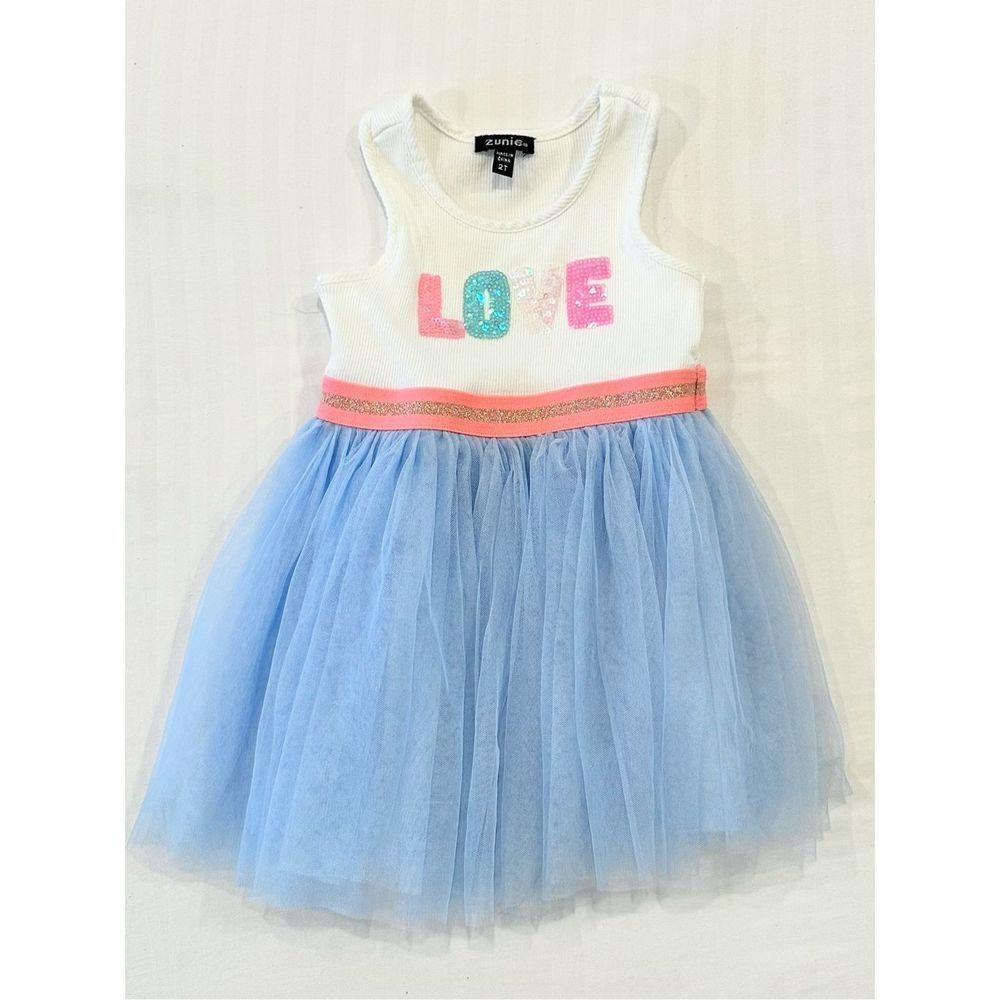 2T Girls Sequins Tulle LOVE Valentines Dress - Picture 2 of 8